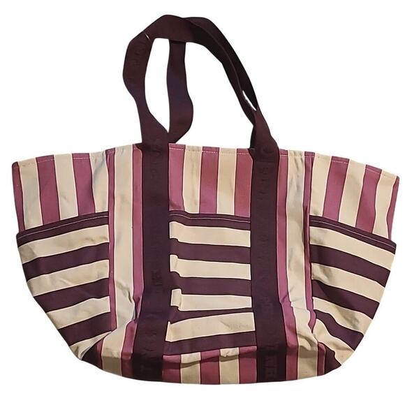 Victoria's Secret Handbags - VICTORIA'S SECRET STRIPED LARGE CANVAS TOTE BAG
